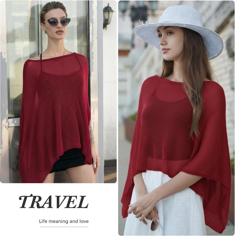 Jamntower 1 Pcs Women Sheer Poncho Shrug Summer Sheer Blouse Top Lightweight Poncho Sheer Bolero for Formal Evening Dress - Image 5